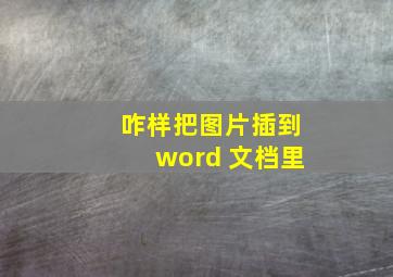 咋样把图片插到word 文档里